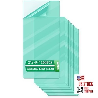 100 Pcs of 2'' x 4.25'' Universal Welding Helmet Hood Replacement Clear Lens 