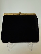 Vintage Black Velvet Clutch With Sideways Strap To Hold The Bag Classic