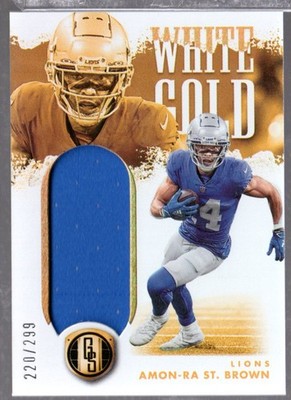 Amon-Ra St. Brown 2022 Panini Gold Standard White Gold Relics #/299 JERSEY