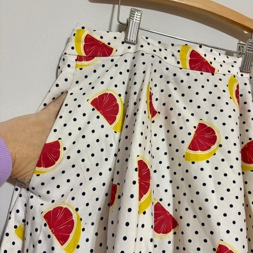 Maglione gonna ModCloth x Collectif stampa pompelmo a pois NUOVO taglia Large UK14 - Foto 5 di 11