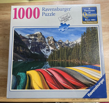 New Sealed 2013 Ravensburger 1000 Piece Puzzle Mountain Canoes No. 801695