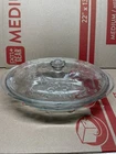 Vintage Anchor Hocking SAVANNAH Floral Clear Glass Oval 2 Qt Casserole Dish