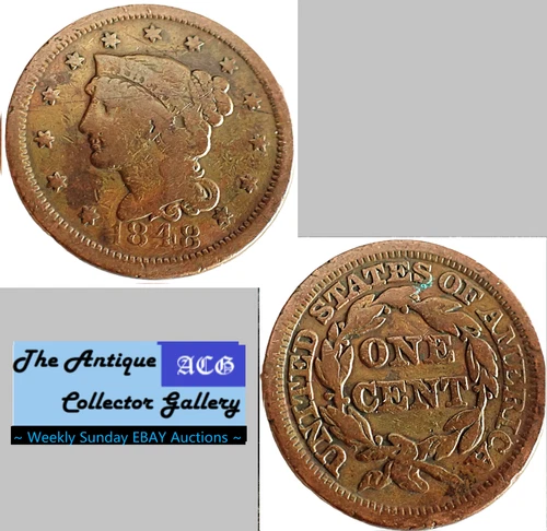 Photo of a 1848-P Large Cent from an eBay listing that sold on Jul 19, 2026