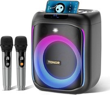 200W Karaoke Machine 2 Wireless Mics RGB Light Bluetooth USB AUX TF PA Speaker