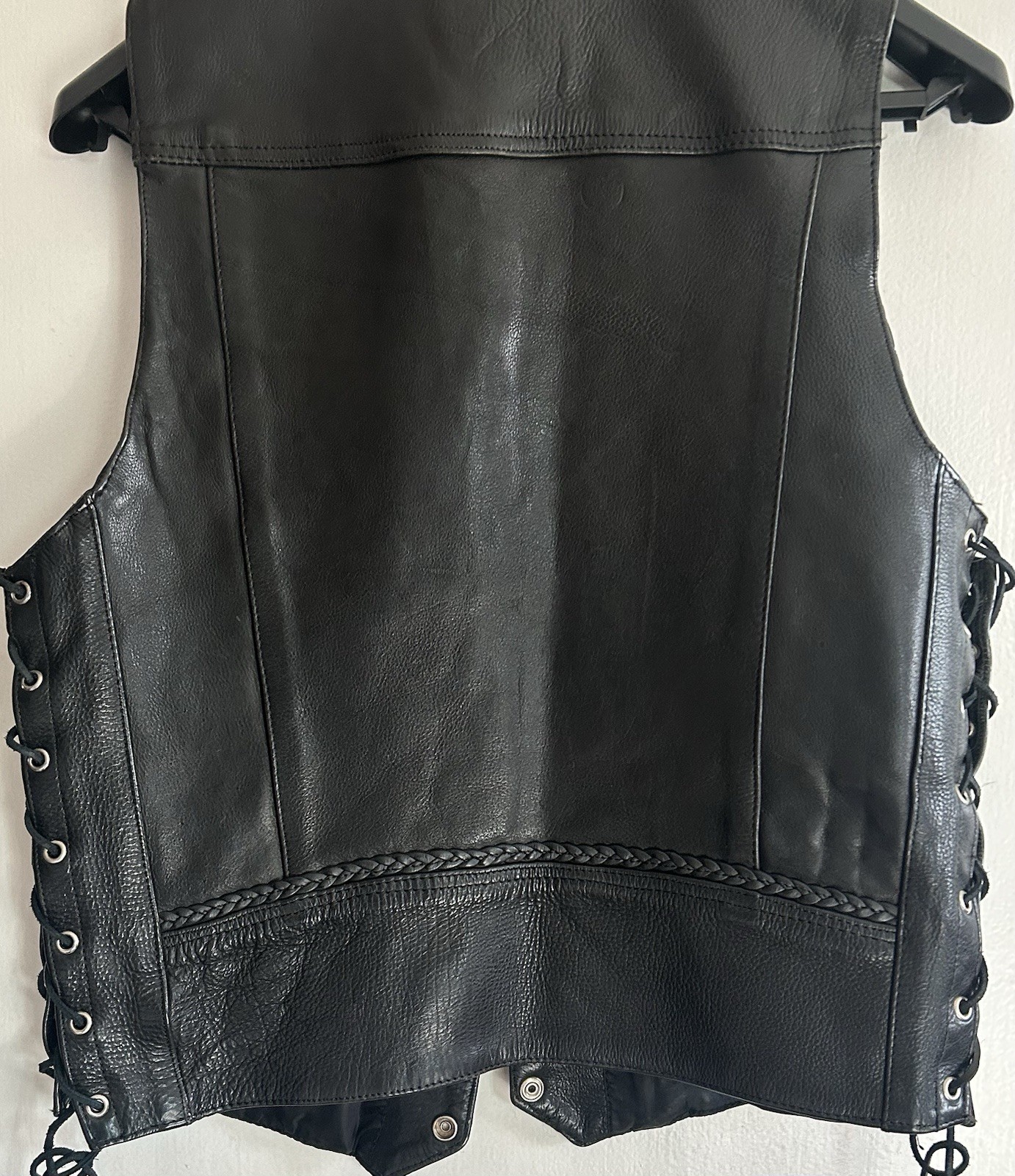 Vance Leather Vest Black Size 44 side laced