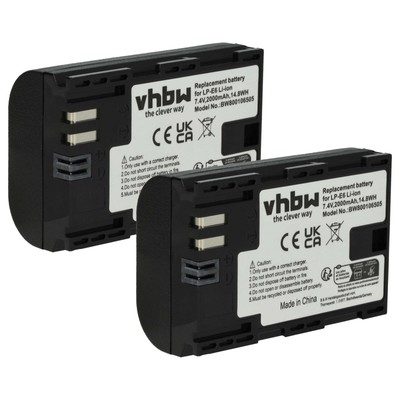 2x Akku für Canon EOS 7D Mark II 60D 70D 6D Mark II 6D 80D 7D 60Da 2000mAh 7,2V