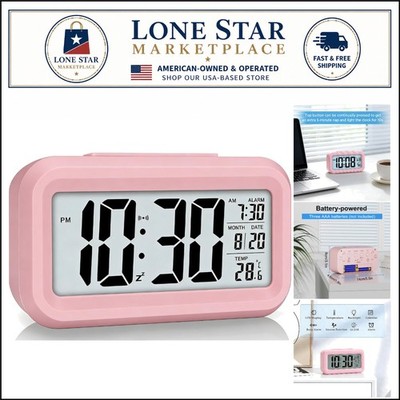 Luxury Pink Digital Alarm Clock with Extra Loud Alarm & Temperature Display
