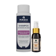 2 pack Matizante Shampoo Canas Magia Natural - Serum gotas de oro antifrizz Hair