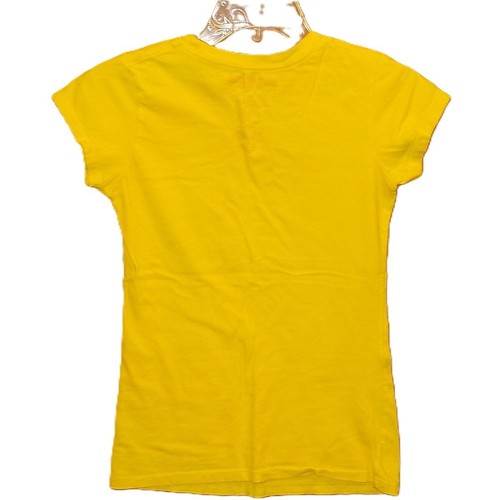 Kids' size Medium Sunny Yellow 100% Cotton Tshirt Drumline Graphic Witty - Picture 5 of 5