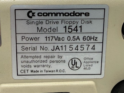 Commodore 64 1541 Floppy Disk Drive Powers on Includes power cord - Picture 7 of 10