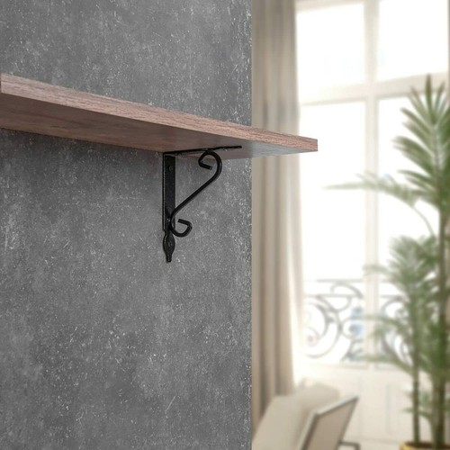 Consola Ángulo de Estantería Negro Soporte Estante Pared Regal Macizo Casa Campo - Imagen 4 de 13