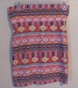 Energie-Women-039-s-Tube-Top-Shirt-Size-Medium-M-Pink-Geometric-Strapless