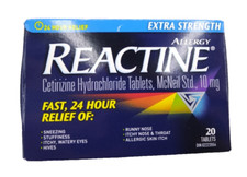 New!  Reactine Extra Strength fast 24-hour relief of sneezing 10mg (20 tablets)
