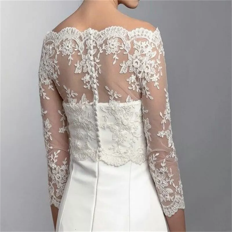 Bridal Lace Jacket Bateau Appliques Wrap Sheath Bridal Bolero For