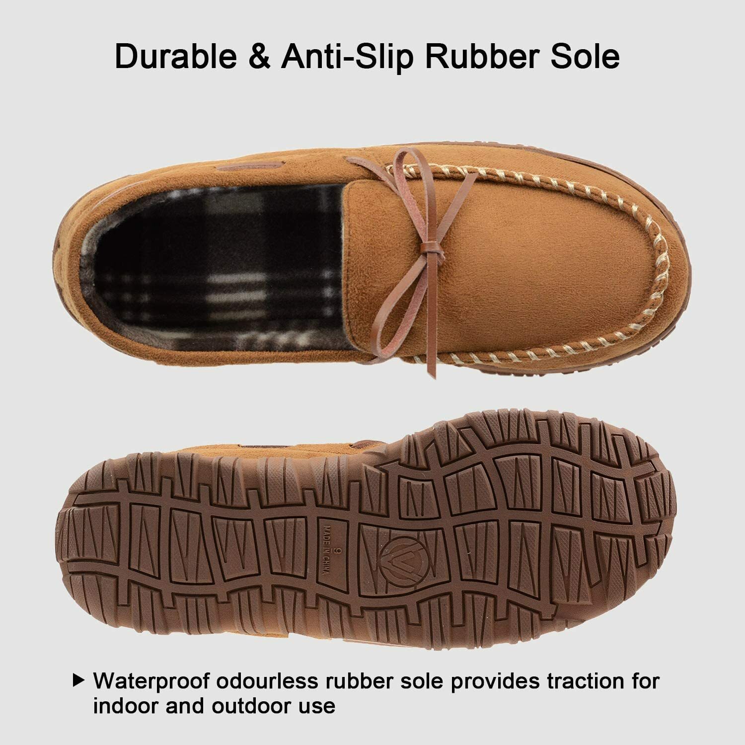 LULEX Mens Moccasin Slippers Memory 