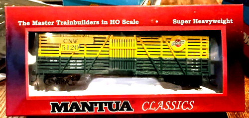 MANTUA 735064 HO 41’ Madera Ganado Coche-C&NW con ruedas de acero y nudillos cplrs NUEVO | Zustand: New