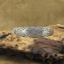 Long Sterling Silver Stamped Design Hair Barrette
