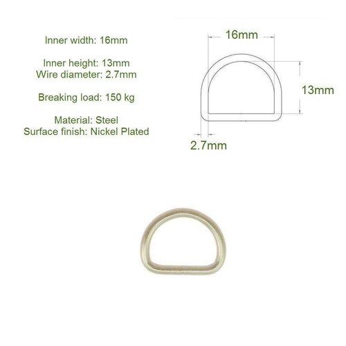 Welded D RINGS 10, 12, 14, 16, 18, 20, 22, 24, 26, 28, 30, 35, 40, 50mm - Silver - Picture 5 of 16