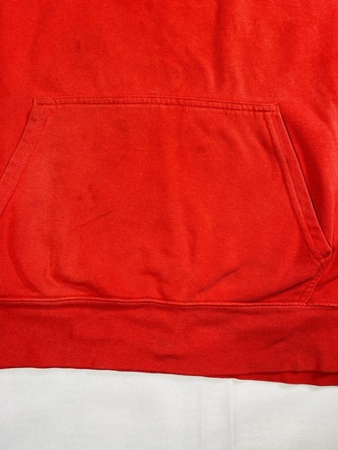 The North Face Mens Red Long Sleeve Drawstring Fleece Pullover Hoodie SZ L - Picture 2 of 9