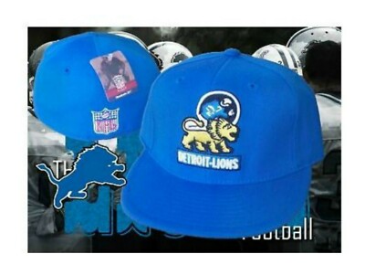 Reebok Detroit Lions Throwback Logo Fitted Hat Cap - Team Colors