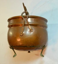 Vintage Copper #8 Jardiniere Footed Lined Planter Pail 5.5 X 5 inches