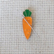 Carrot Enamel Needle Minder, Needle Holder Magnet, Food Planner Magnet