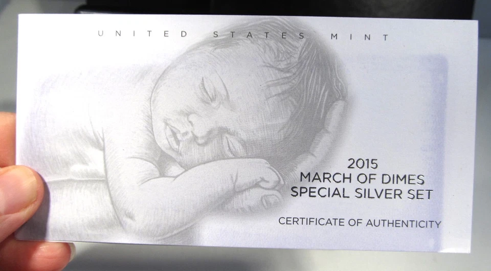 2015 March of Dimes Special Silver Set w/ Box & COA w/ Rev Proof Dime AN883 - Image 3 of 4
