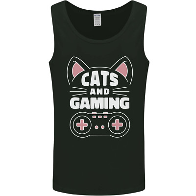 Cats and Gaming Funny Gamer Mens Vest Tank Top