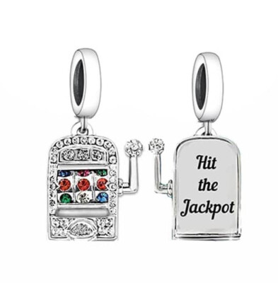 CASINO OBSTMASCHINE HIT THE JACKPOT ANHÄNGER CHARM   925 STERLINGSILBER