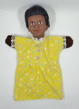 Vintage Learning Resources African American Mom Yellow Dress Hand Puppet