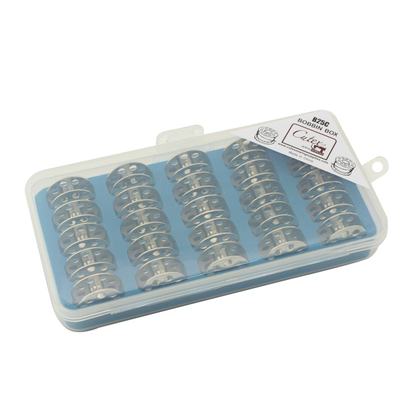 Cutex Pack of 25 Juki DNU-1541, DNU-246 Bobbins with Storage Case