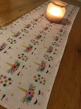 unicorn runner 12” X 42” Girls Room Dresser Runner Table Or Bench Underlay Candl