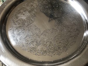 oneida etched platter silversmith tray serving round