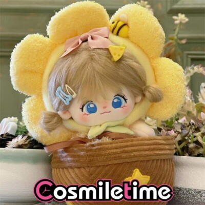 Hand-made Kpop For 20cm Cute Plush Doll Sunflower Yellow Clothes Suit Dress Up