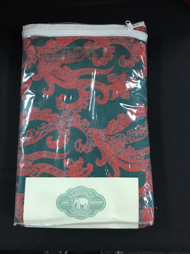 NWT John Robshaw TextilesRed/Green KELP KING Fitted Sheet 100%Cotton