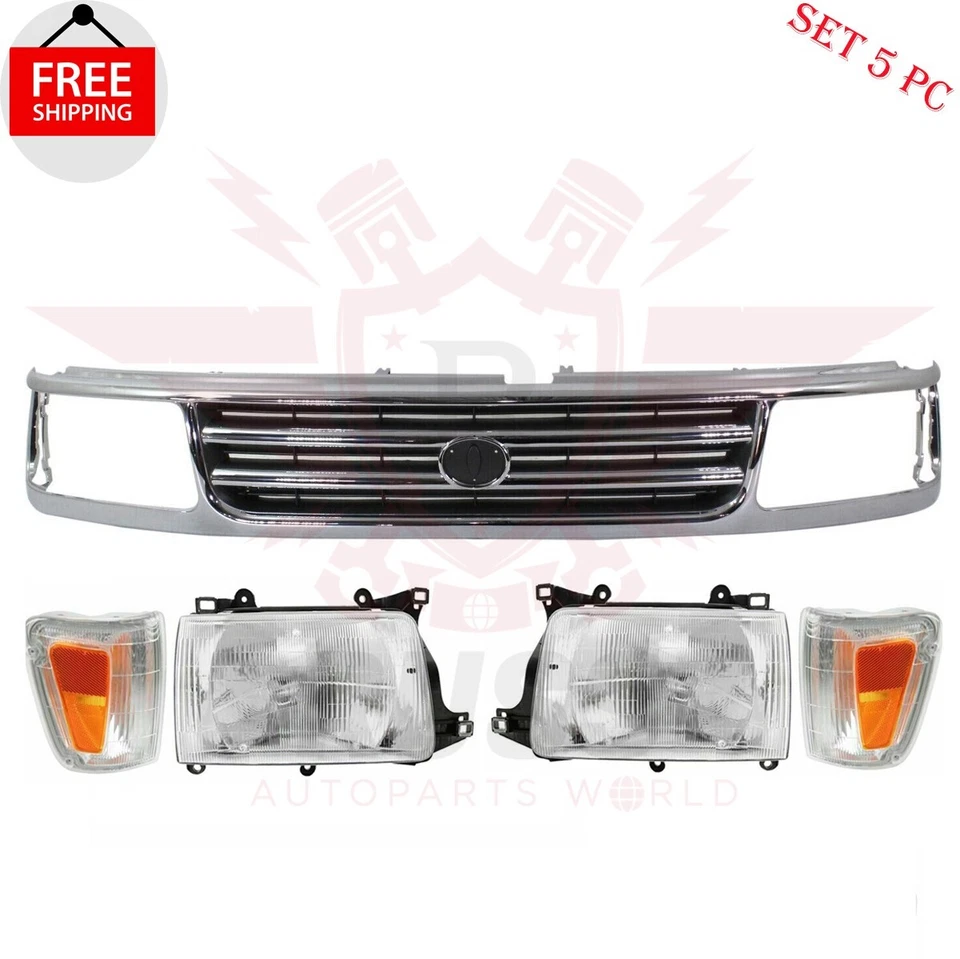 For 1993-1998 Toyota T100 Front Grille & Headlight Parking Marker Light Lamp Kit - Imagem 3 de 4