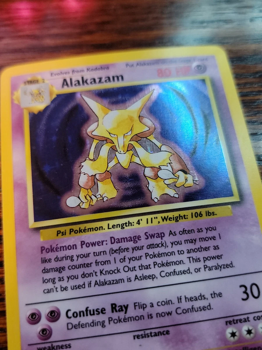 Alakazam Holofoil 1/102 Base Set Rare Pokemon Card REAL CARD 