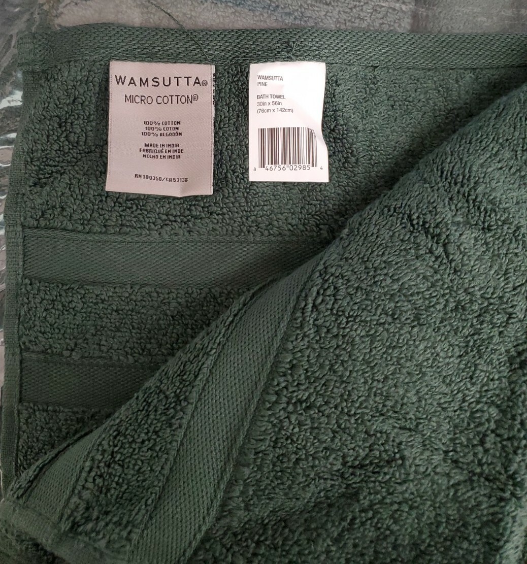 Wamsutta Micro Cotton 3 Bath Towels, 6 Hand Towels, 6 Wash Cloths PINE Green Świetne oferty i niskie ceny