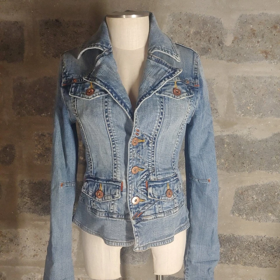 CHRISTOPHER BLUE sz S Jean Denim Jacket - Image 2 of 4
