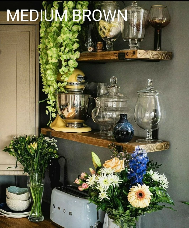 Reclaimed Recycled Old Scaffold Board Shelves Kitchen Rustic Industrial Shelf - Image 4 of 4