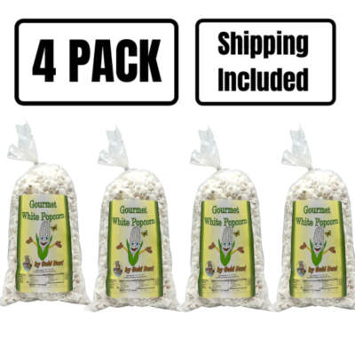 White Popped Popcorn | 1.5 oz. Bag | Snack Size Bag | 4 Pack | Shipping Included