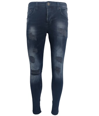 Herren Designer Slim Fit Stretch Denim Jeans Biker Ripped Freizeithose Hose