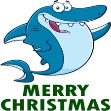 30 Custom Merry Christmas Shark Personalized Address Labels
