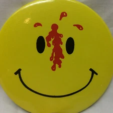Vintage Smiley Face w/ Hole in Head Novelty Comic Pinback Button Kalan Phila