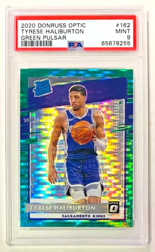 2020-21 Donruss Optic Tyrese Haliburton Rated Rookie Green Pulsar PSA 9 RC #162