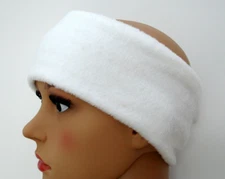 (Made UK) WHITE 9cm Headband Adult Polar Fleece skiing earmuffs snowboard sport