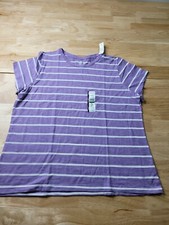 Time and Tru Short Sleeve Slub Crew Neck T-Shirt Purple XXL 20 
