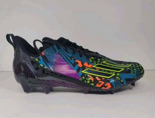 New Adidas Adizero 12.0 Mismatch Football Cleats Black/Multi IG9569 Mens Size 14 - Picture 3 of 12