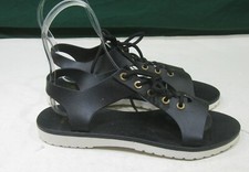 new open toe Summer Black Lace Up BEACH Sandals Women Size 8