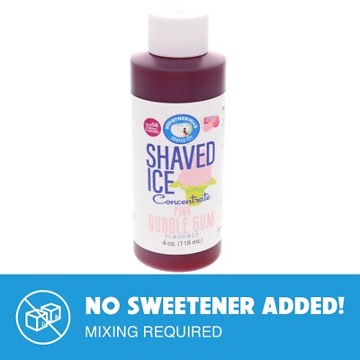 Pink Bubble Gum Shaved Ice and Snow Cone Unsweetened Flavor Concentrate 4 Fl Oz
